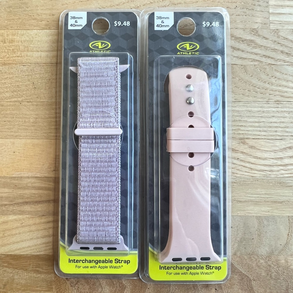 Set of 2 Apple Watch athletic straps both fit 38MM and 40MM
